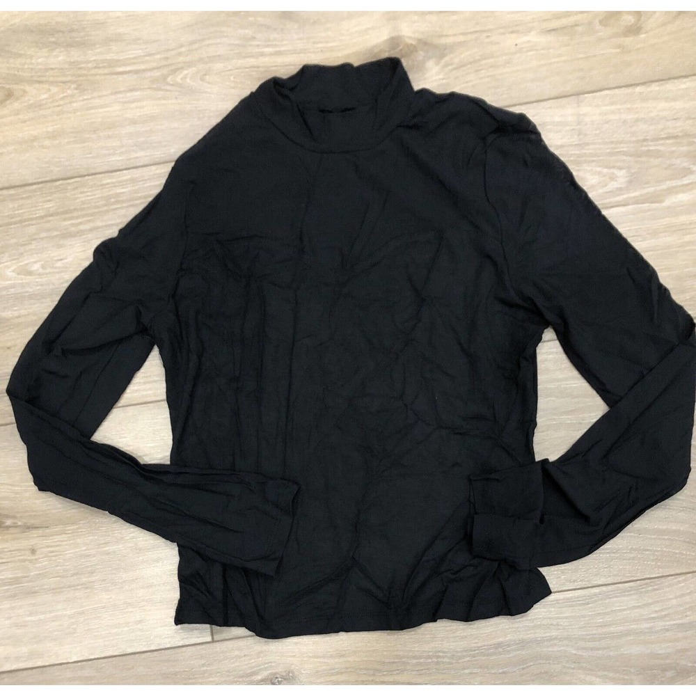 Shein Women’s Black Mesh Sheer Top Long Sleeve Shirt XL R5